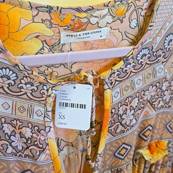 NEW Spell and The Gypsy Amethyst Long Viscose Dress XS pink rose - Picture 5 of 7